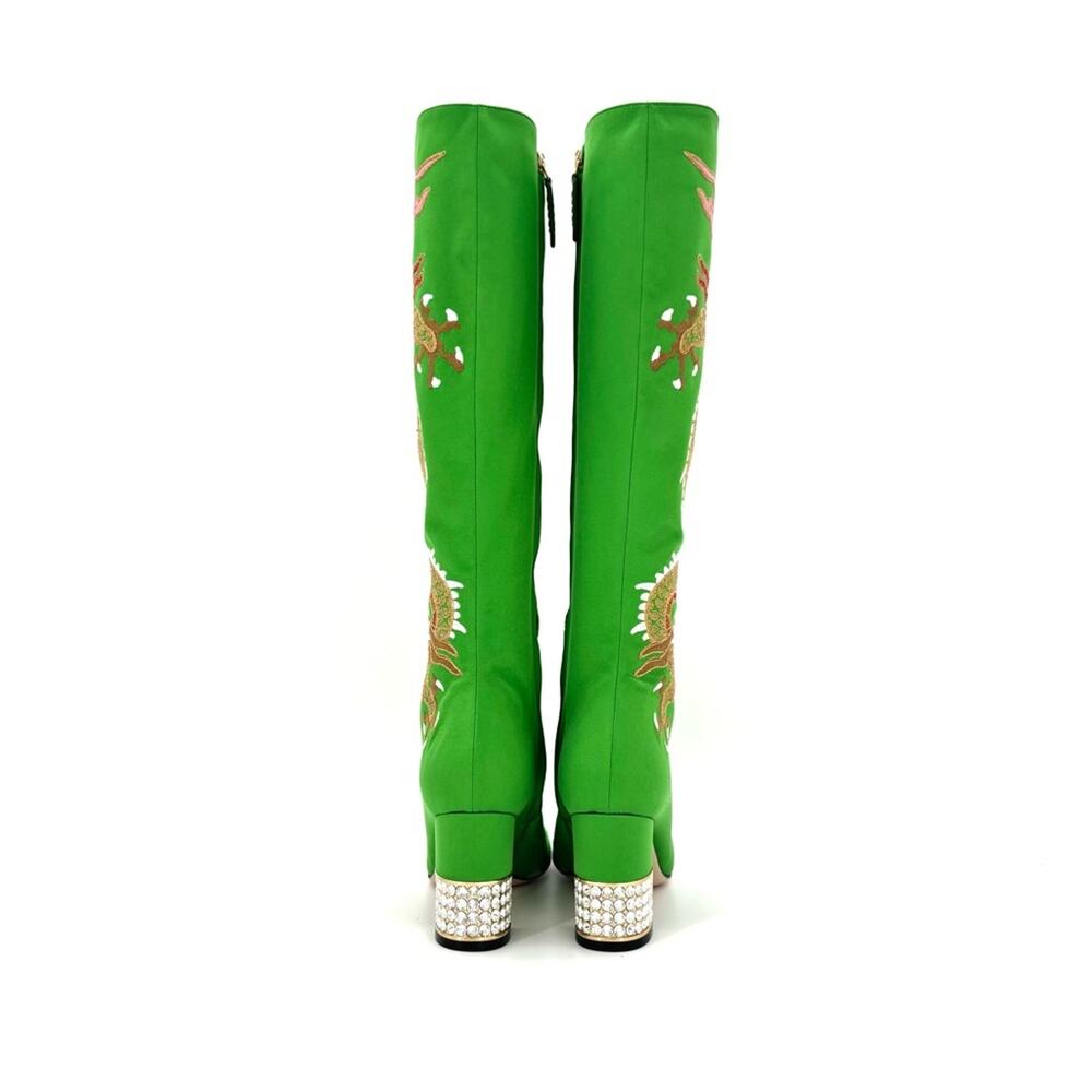 Gucci Candy Dragon Embroidered Crystal Embellished Knee High Boots 36.5 - Picture 5 of 11